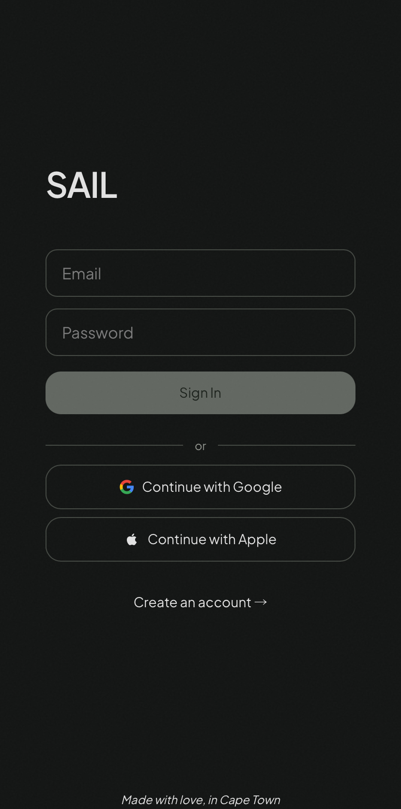 Sail app screenshot